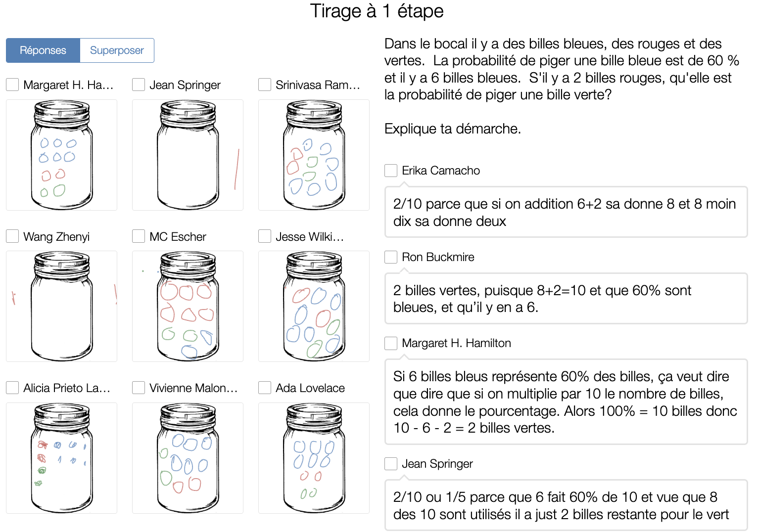 tableau de bord de Desmos 