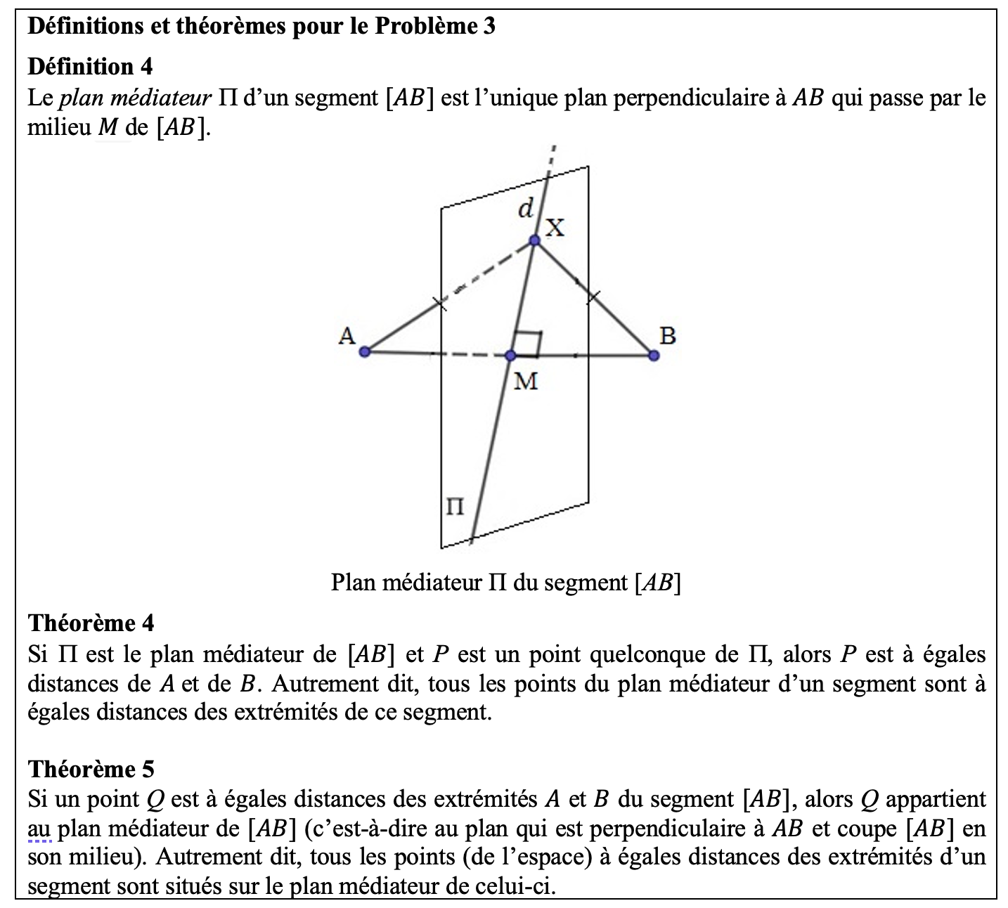 Définitions et théorèmes pour le Problème 3