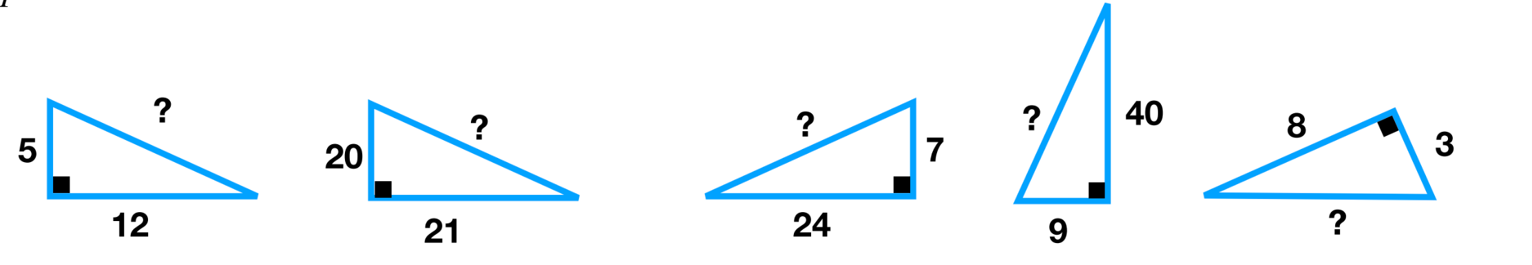 Figure 5 – Exercices de Type 2 sur la recherche de l’hypoténuse