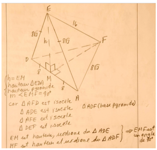Figure 5 – Repérage d’une paire hauteur-base de la pyramide EADF