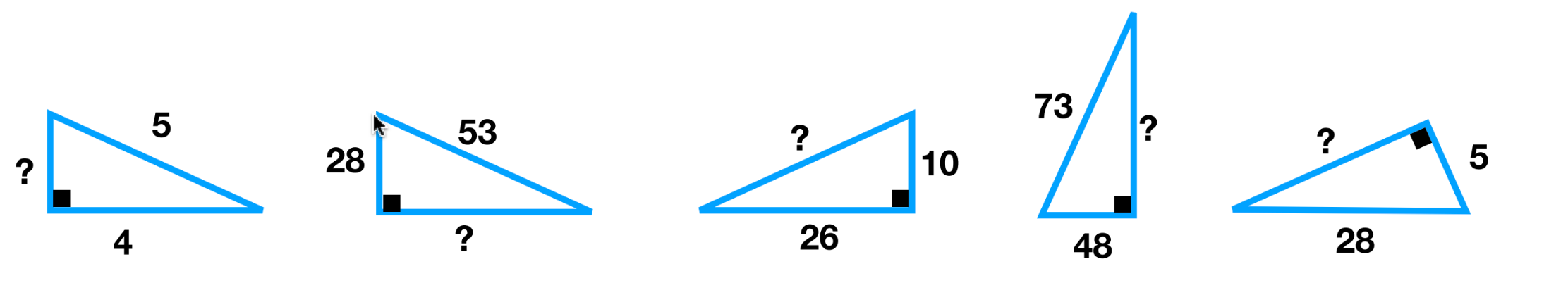 Figure 7 – Exercices de Type 3 sur la recherche d’une cathète