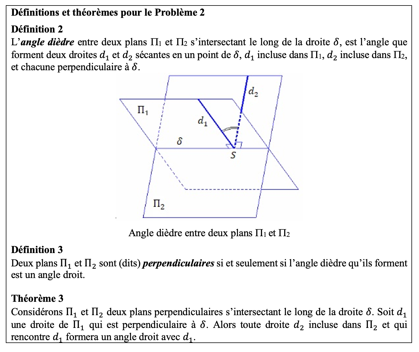 Définitions et théorèmes pour le Problème 2