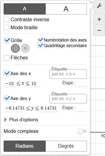 Configuration Desmos initiale