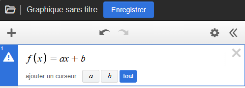 Fonction f(x) = ax + b dans Desmos